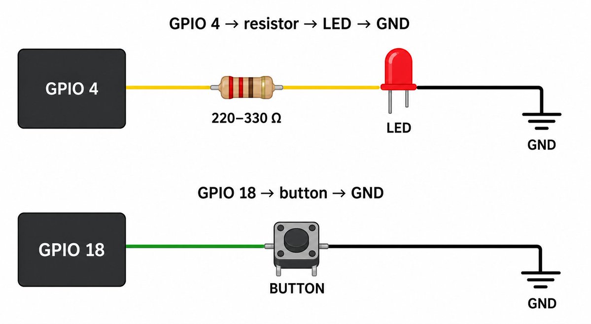 LED 与按钮的连接示意